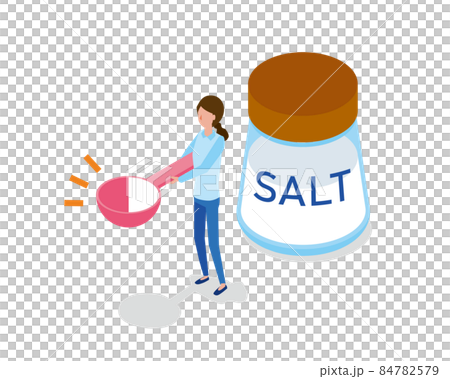 Isometric illustration of a reduced salt image of a woman with reduced salt Isometric illustration of a reduced salt image of a woman with reduced salt 84782579