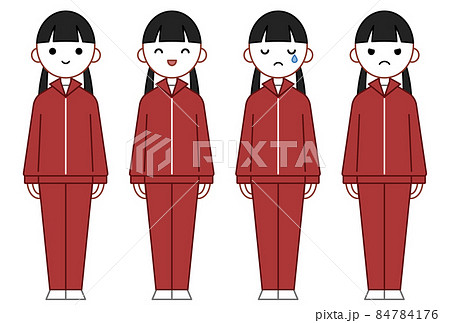 人物イラスト_女子高生表情セット_ジャージ 84784176