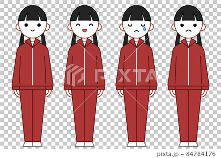 人物イラスト_女子高生表情セット_ジャージ 84784176