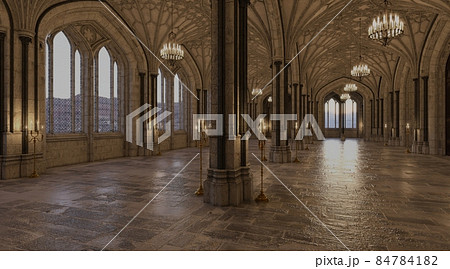 Fantasy Medieval Great Hall In The Castle 3d のイラスト素材