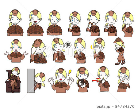 若い探偵のカットイラストまとめ1（女3） 84784270