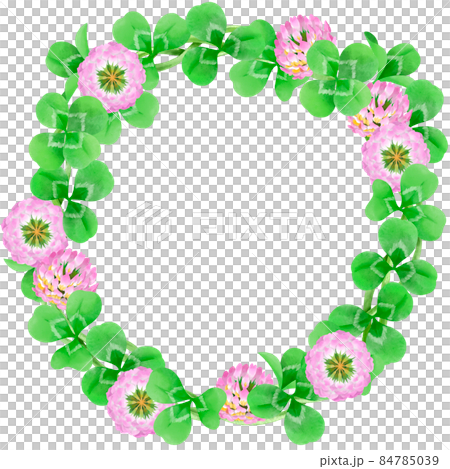 野の花・クローバーの花輪(水彩画) 野の花・クローバーの花輪(水彩画) 84785039