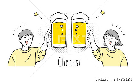 ビールで乾杯する男女のイラスト 84785139