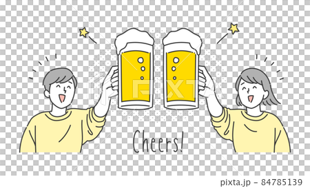 ビールで乾杯する男女のイラスト 84785139