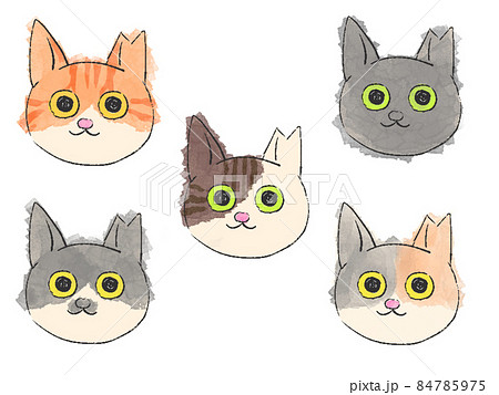 さくら猫の顔イラストのイラスト素材