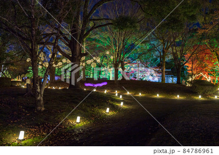 秋の夜紅葉の熊本城と細川刑部邸のライトアップと熊本城のお城祭り 84786961