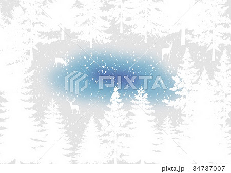 雪 冬 森 クリスマス 風景 壁紙 鹿 のイラスト素材