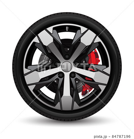 Realistic Aluminum Wheel Car Tire Style Racing のイラスト素材