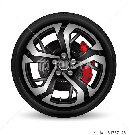 Aluminum Wheel Car Tire Style Racing Black Grey のイラスト素材