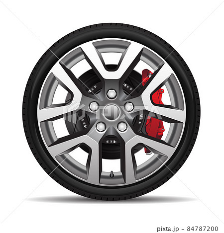 Aluminum Wheel Car Tire Disk Break Style Racing のイラスト素材