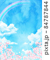 青空と桜と虹の水彩のベクターイラスト背景 84787844