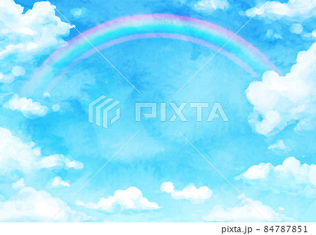 青空と雲と虹の水彩のベクターイラスト背景 青空と雲と虹の水彩のベクターイラスト背景 84787851