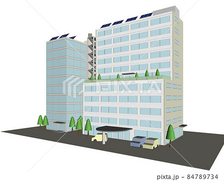 自然エネルギーを利用するビルディングのイラスト素材 自然エネルギーを利用するビルディングのイラスト素材