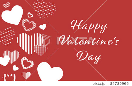 赤背景に左側にハートがあるバレンタインのメッセージカード 84789966