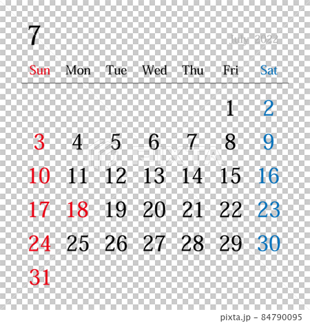 2022 年 7 月，日本日曆 84790095