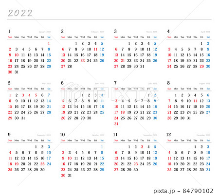 2022年日本のカレンダー 2022年日本のカレンダー 84790102
