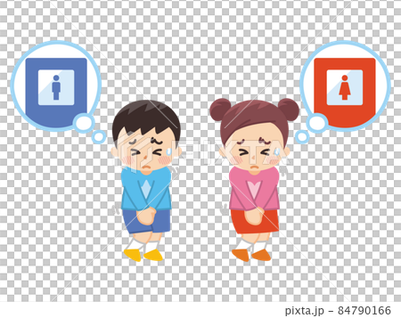 尿意を我慢している子供　トイレ 84790166