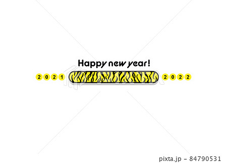 西暦とHappy new year!の文字入り年賀状テンプレート - 新年・寅年のイメージ素材 84790531