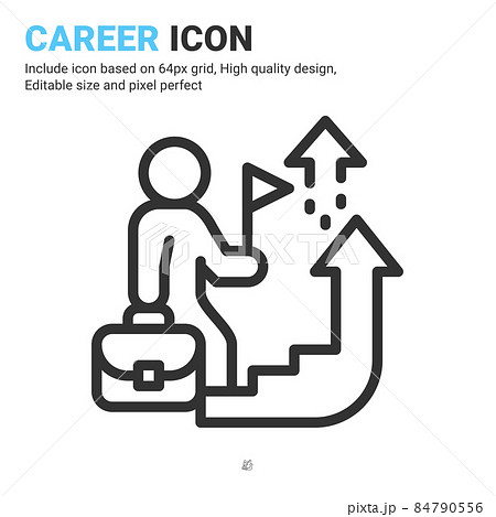 Career advancement icon vector with outline style isolated on white background. Vector illustration progress sign symbol icon concept for business, finance, industry, company, apps and project Career advancement icon vector with outline style isolated on white background. Vector illustration progress sign symbol icon concept for business, finance, industry, company, apps and project 84790556