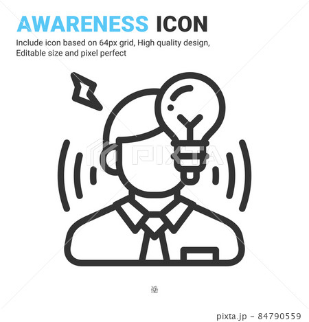 Awareness icon vector with outline style isolated on white background. Vector illustration idea sign symbol icon concept for business, finance, industry, company, apps, web, ui, ux and project Awareness icon vector with outline style isolated on white background. Vector illustration idea sign symbol icon concept for business, finance, industry, company, apps, web, ui, ux and project 84790559