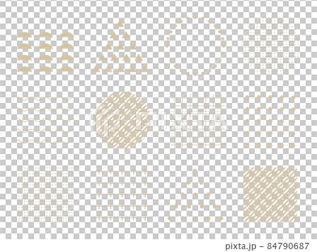 單點插圖集設計。圓形、三角形、長方形、幾何圖案、日式圖案擺件、背景材料。 84790687