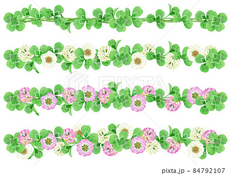野の花・クローバーの境界線セット(水彩画) 野の花・クローバーの境界線セット(水彩画) 84792107