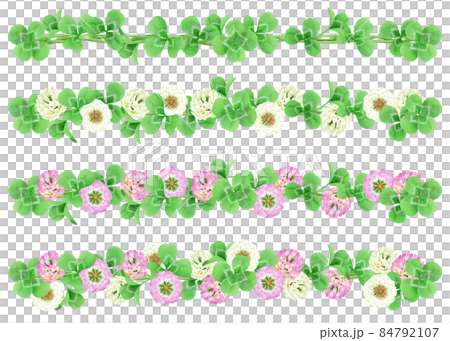 野の花・クローバーの境界線セット(水彩画) 野の花・クローバーの境界線セット(水彩画) 84792107