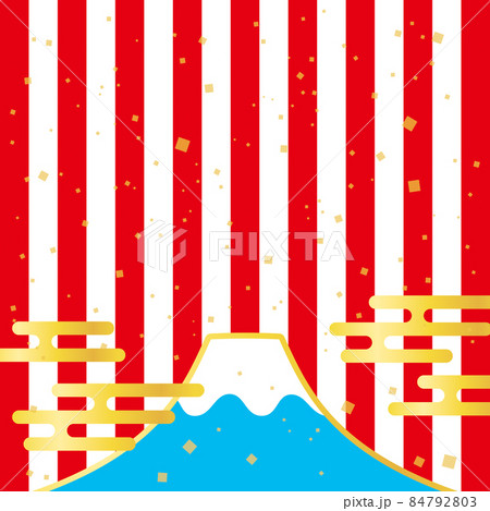 富士山と紅白の和風背景 84792803