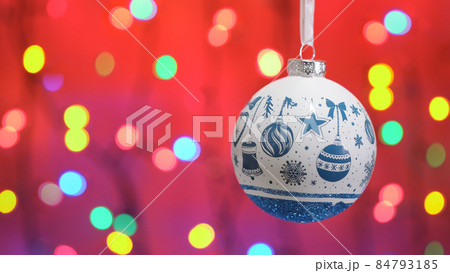 White New year ball toy and Blinking. Beautiful festive screensaver. 84793185
