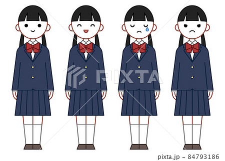 人物イラスト_女子高生表情セット 84793186