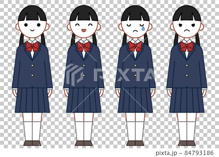 人物イラスト_女子高生表情セット 84793186