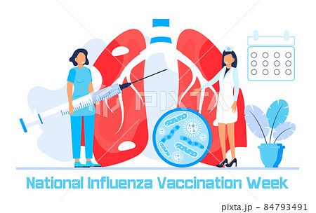 National Influenza Vaccination Week banner vector. Event is observed in December. Time to get flu vaccine illustration. National Influenza Vaccination Week banner vector. Event is observed in December. Time to get flu vaccine illustration. 84793491