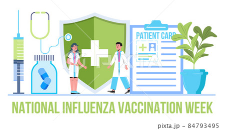 National Influenza Vaccination Week banner vector. Event is observed in December. Time to get flu vaccine illustration. National Influenza Vaccination Week banner vector. Event is observed in December. Time to get flu vaccine illustration. 84793495