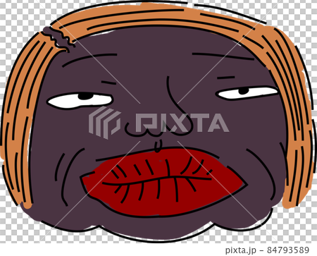 ブサイクなおじさんおばさんの顔 面白い 手描きのイラスト素材