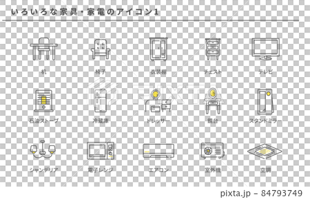 Furniture and household appliances icons set Vector Image