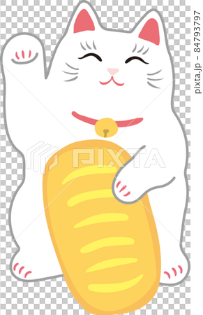 招き猫_白猫_右手招き_大判もち 招き猫_白猫_右手招き_大判もち 84793797