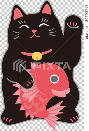 招き猫_黒猫_左手招き_鯛もち 招き猫_黒猫_左手招き_鯛もち 84793798
