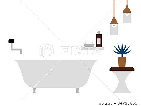 白いバスタブと植物 イラストのイラスト素材