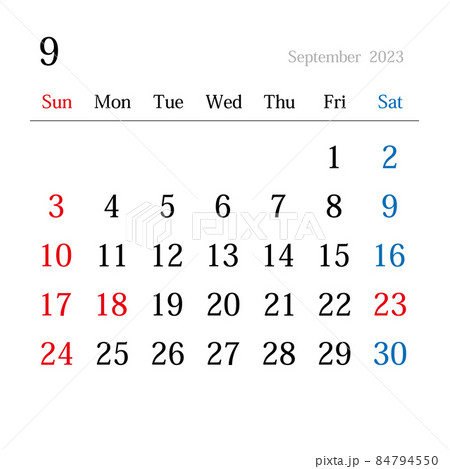 2023年9月、日本のカレンダー 84794550