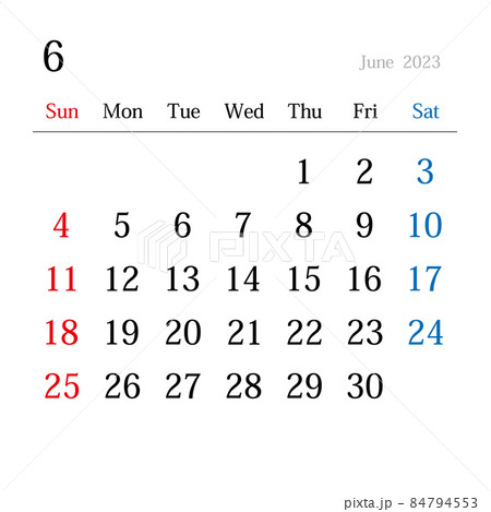 23年6月 日本のカレンダーのイラスト素材