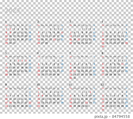 2023年日本の年間カレンダー 84794558