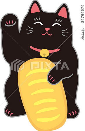 招き猫_黒猫_右手招き_大判もち 招き猫_黒猫_右手招き_大判もち 84794676