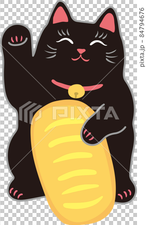 招き猫_黒猫_右手招き_大判もち 招き猫_黒猫_右手招き_大判もち 84794676