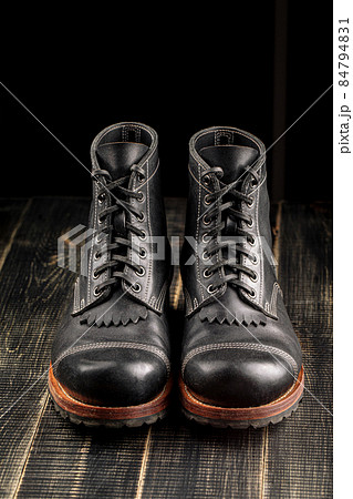 Hand crafted black leather high boots 84794831