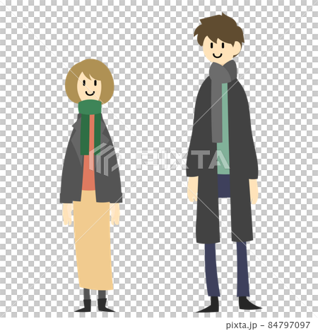 穿著冬衣的男人和女人戴著圍巾 84797097