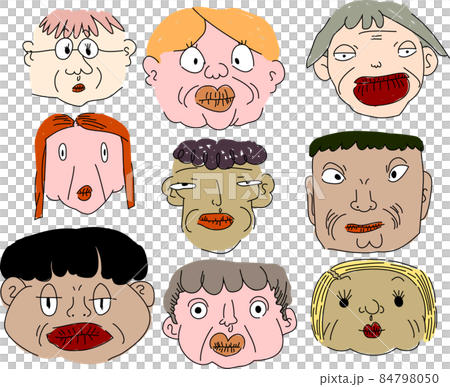 不揃いな人間の顔 独特 手描き セット 不揃いな人間の顔 独特 手描き セット 84798050