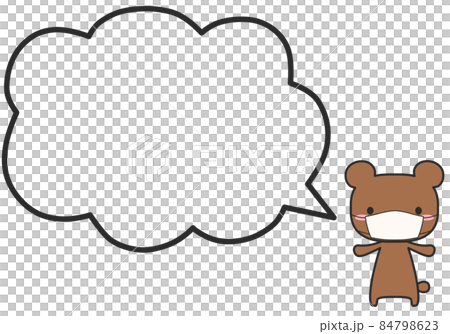 マスクをしているクマさんとシンプルなモコモコふきだし マスクをしているクマさんとシンプルなモコモコふきだし 84798623