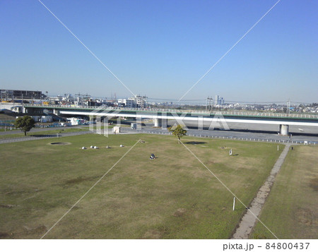 多摩川河川敷　川崎方面　丸子橋より撮影 84800437