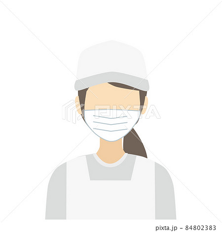 工場で働く白い作業着のマスク女性 顔なし のイラスト素材