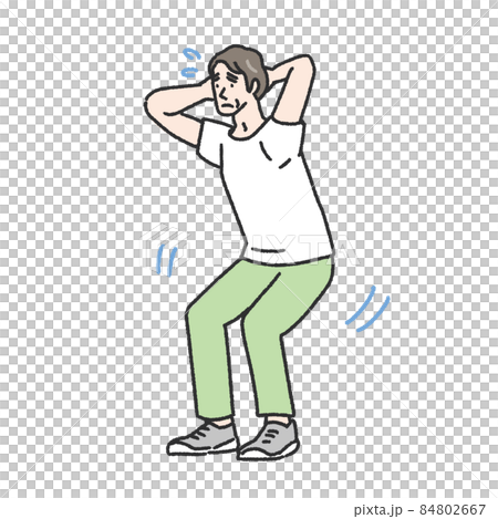 一個中年男子做深蹲的插圖 一個中年男子做深蹲的插圖 84802667